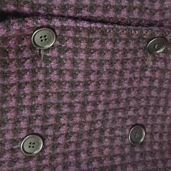 Vintage Fashions By Jill Leather And Wool Women's Black and Purple Coat 80s - Picture 5 of 16